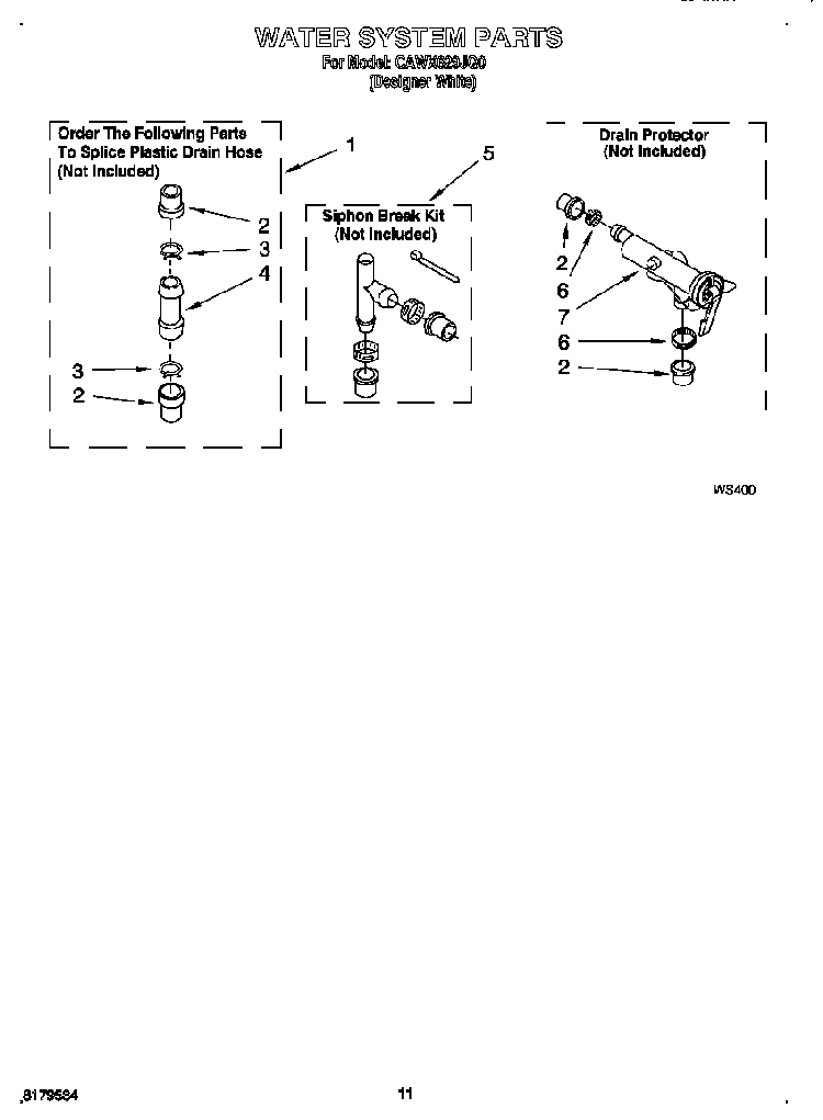 Water System Diagram and Parts List for CAWX629JQ0  Crosley Washer