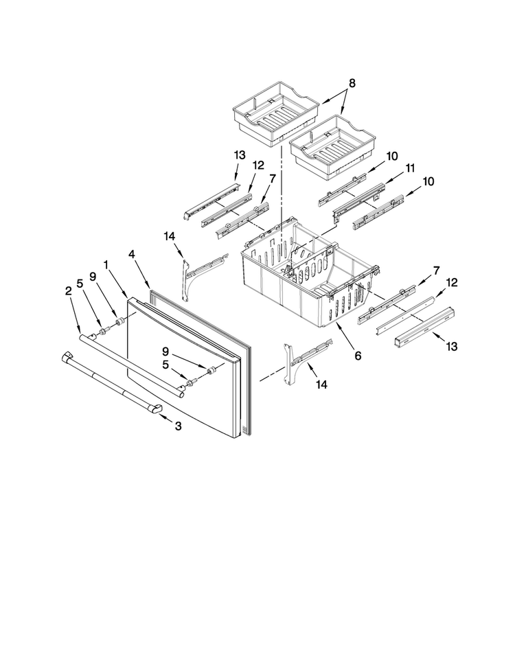 Freezer Door Parts Diagram and Parts List for JFI2089AES3  Jenn-Air Refrigerator