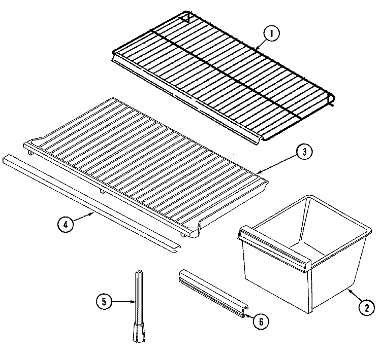 SHELVES & ACCESSORIES Diagram and Parts List for CT15Y5W  Crosley Refrigerator