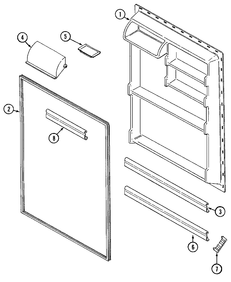 FRESH FOOD INNER DOOR Diagram and Parts List for CT19Y4FW  Crosley Refrigerator