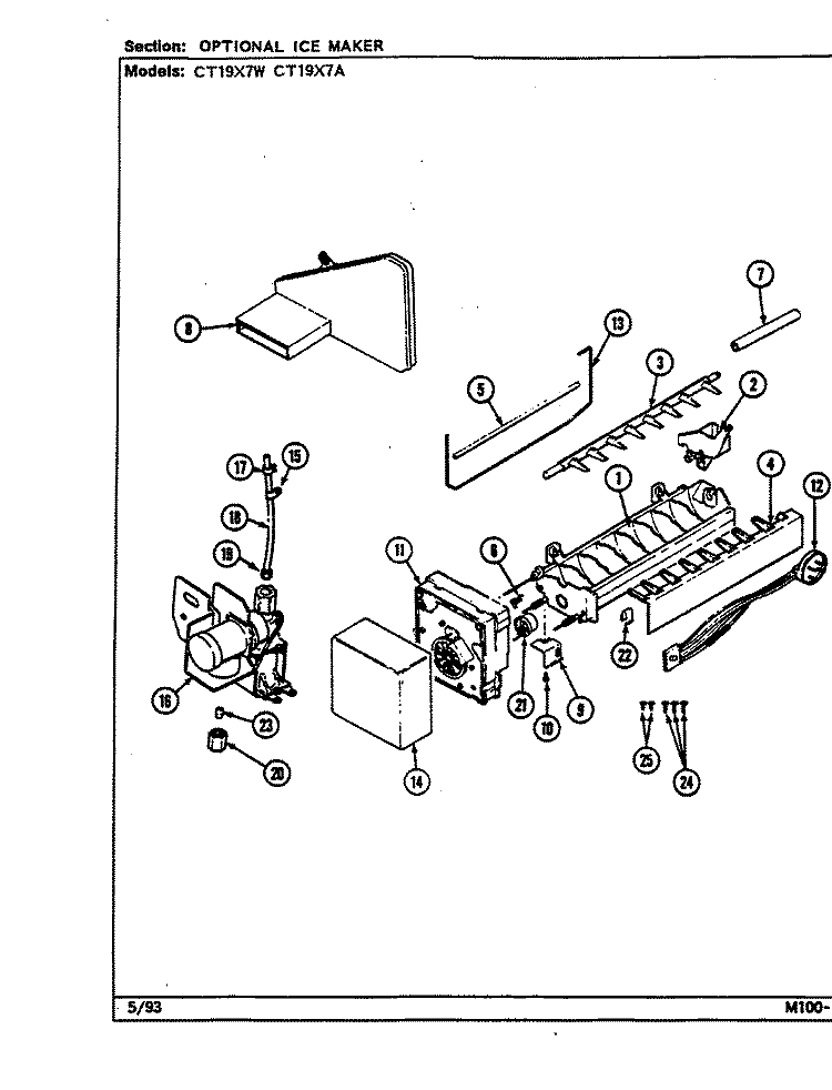 OPTIONAL ICE MAKER Diagram and Parts List for CT19X7W DC66A Crosley Refrigerator