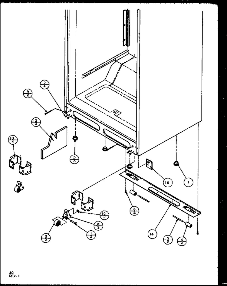 Cabinet Bottom Diagram and Parts List for TG18RBL-P1158302WL  Amana Refrigerator