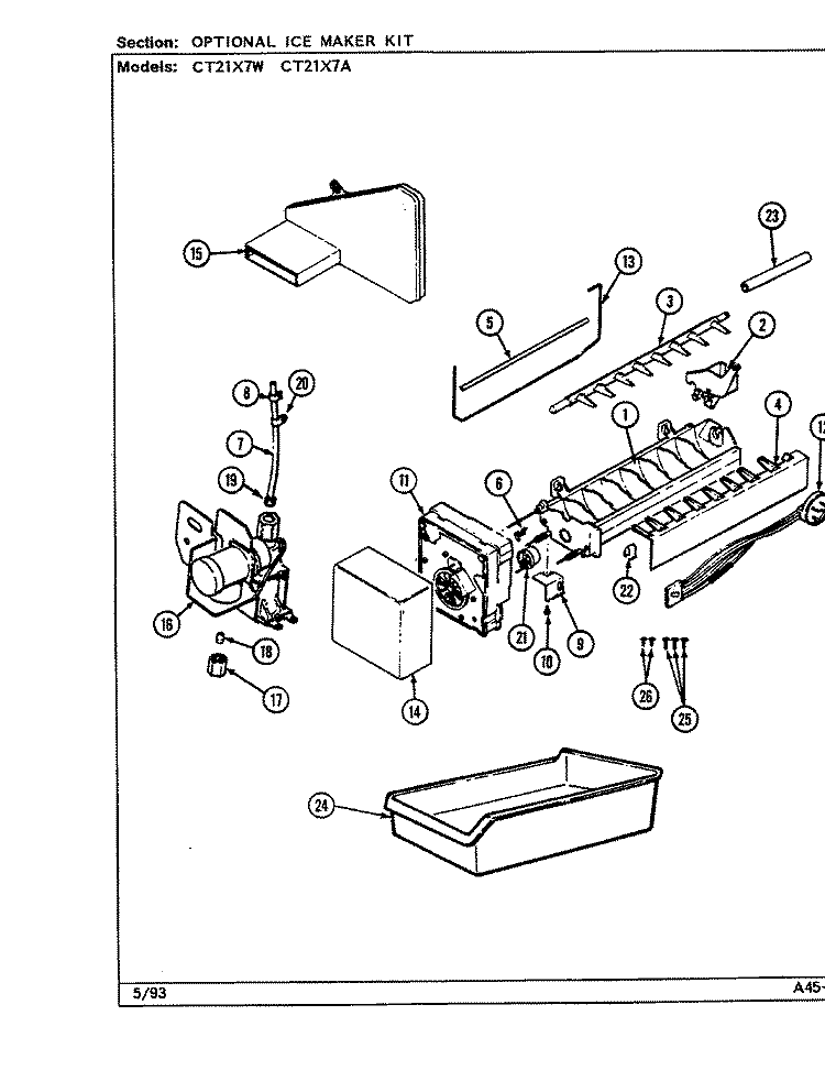 OPTIONAL ICE MAKER KIT Diagram and Parts List for CT21X7A DD68A Crosley Refrigerator