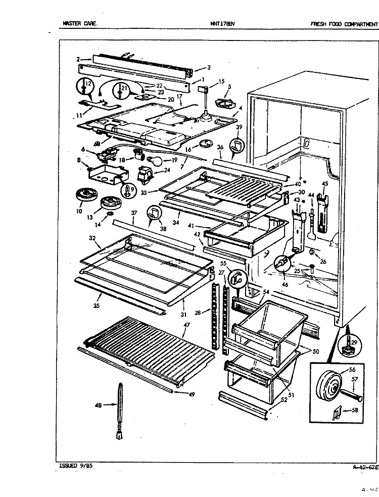 FRESH FOOD COMPARTMENT Diagram and Parts List for NNT178BVA 5A56A Maytag Refrigerator