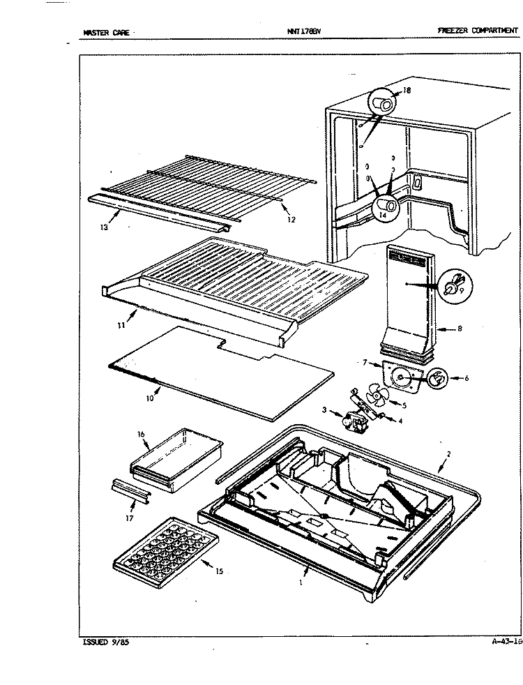 FREEZER COMPARTMENT Diagram and Parts List for NNT178BVA 5A56A Maytag Refrigerator