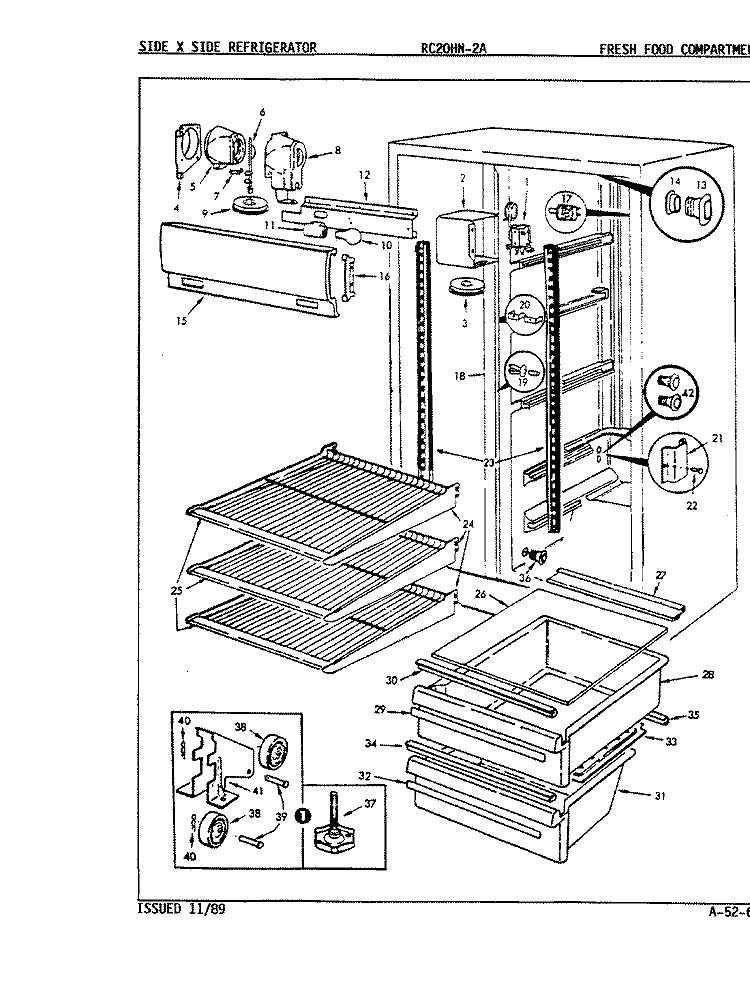 FRESH FOOD COMPARTMENT Diagram and Parts List for RC20HN-2A 9S05A Amana Refrigerator
