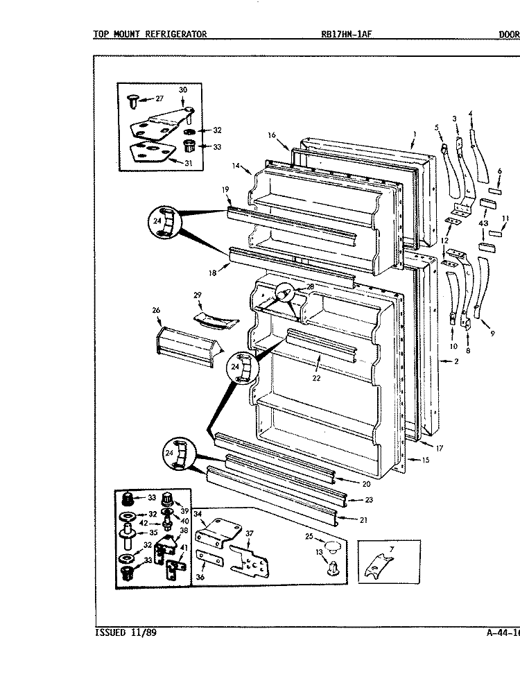 DOORS Diagram and Parts List for RB17HA1AF 9B51A Magic Chef Refrigerator