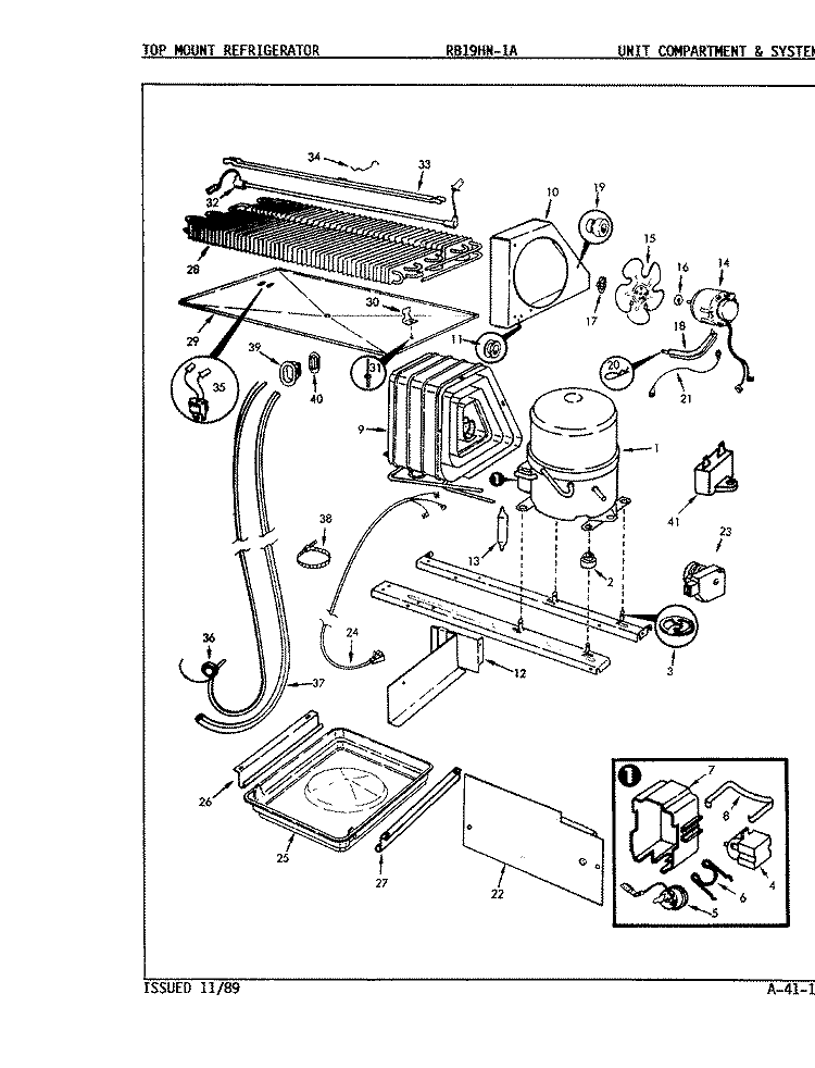 UNIT COMPARTMENT & SYSTEM Diagram and Parts List for RB19HN-1A 9B55A Magic Chef Refrigerator