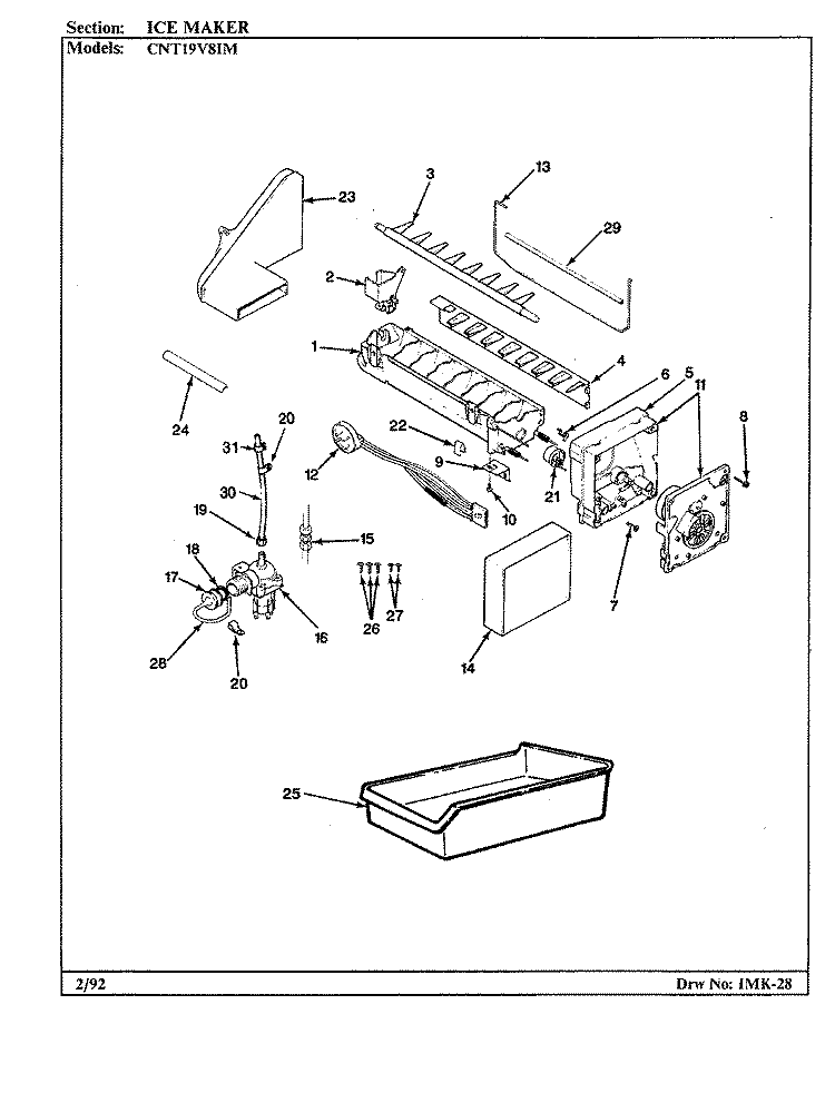 ICE MAKER Diagram and Parts List for CNT19V8IMH CC55A Crosley Refrigerator