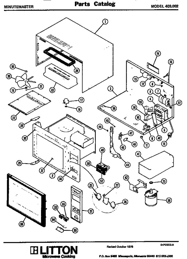 Page 1 Diagram and Parts List for 403002  Maytag Microwave