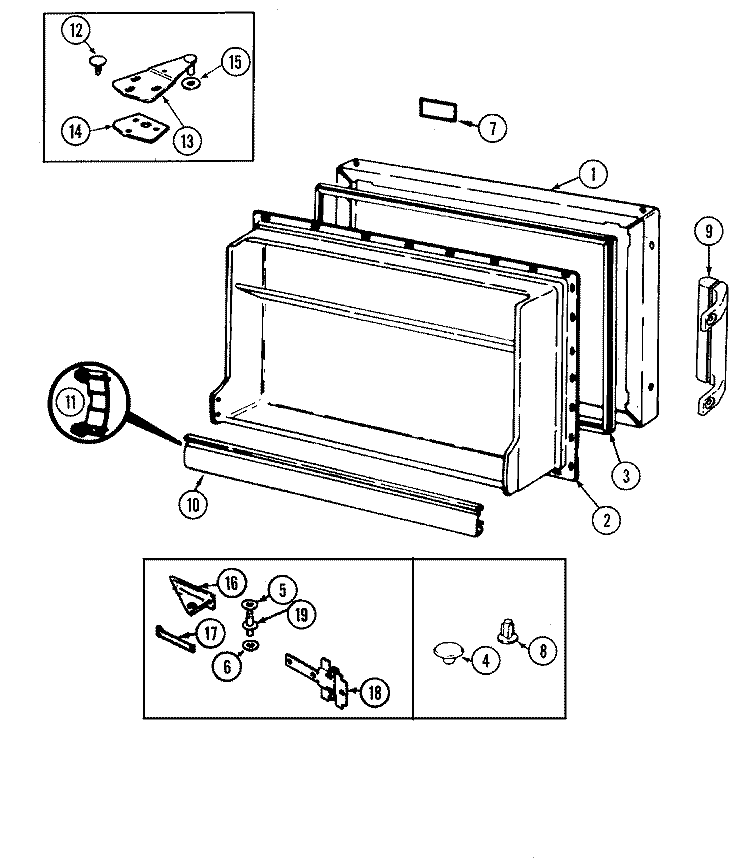 FREEZER DOOR Diagram and Parts List for CT15X4W  Crosley Refrigerator