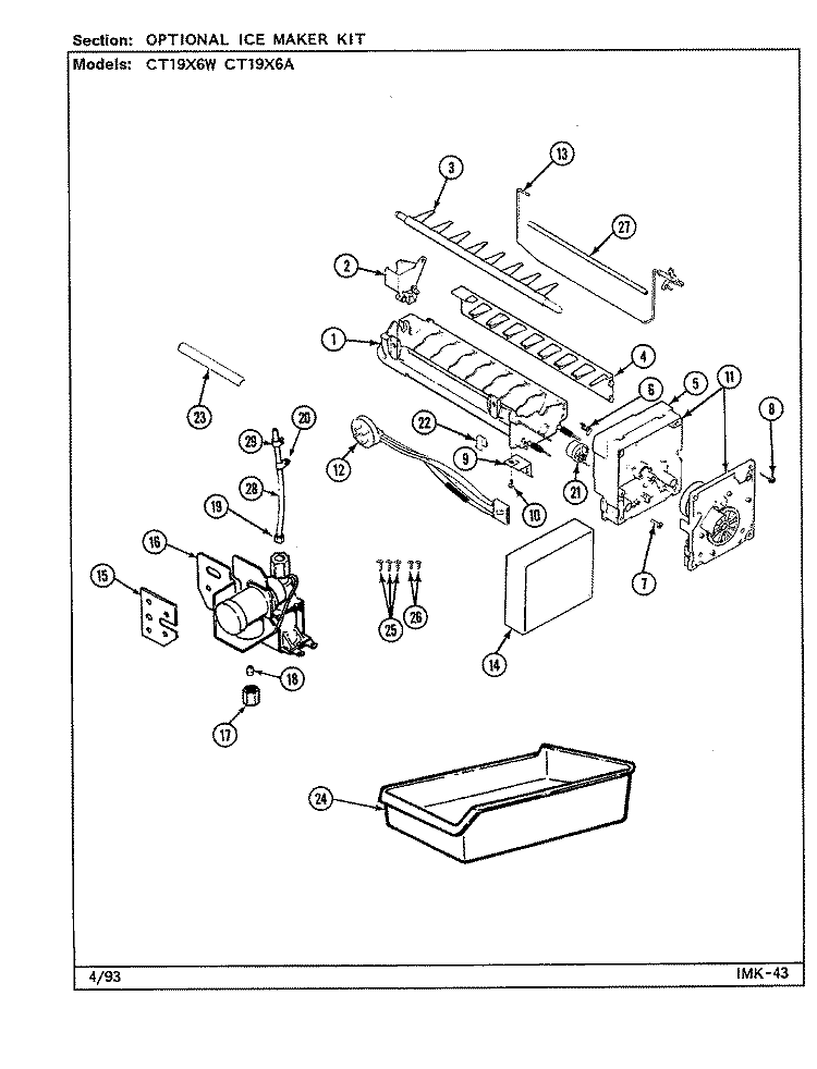 OPTIONAL ICE MAKER KIT Diagram and Parts List for CT19X6A DE67A Crosley Refrigerator