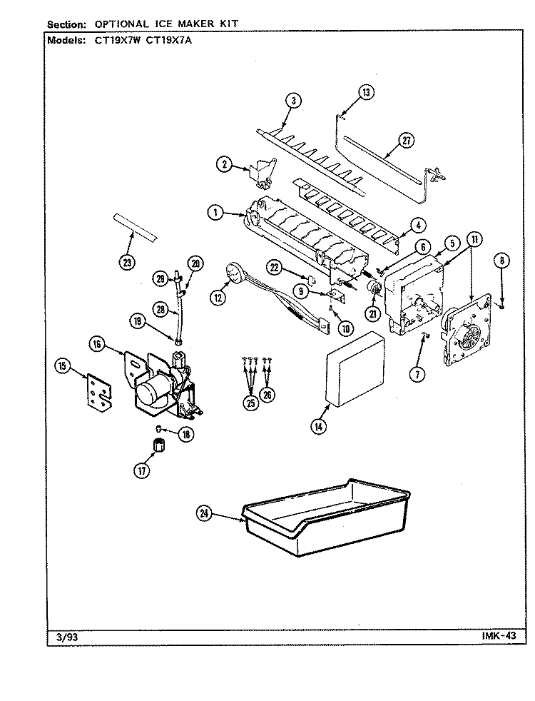 OPTIONAL ICE MAKER KIT Diagram and Parts List for CT19X7W DE64A Crosley Refrigerator
