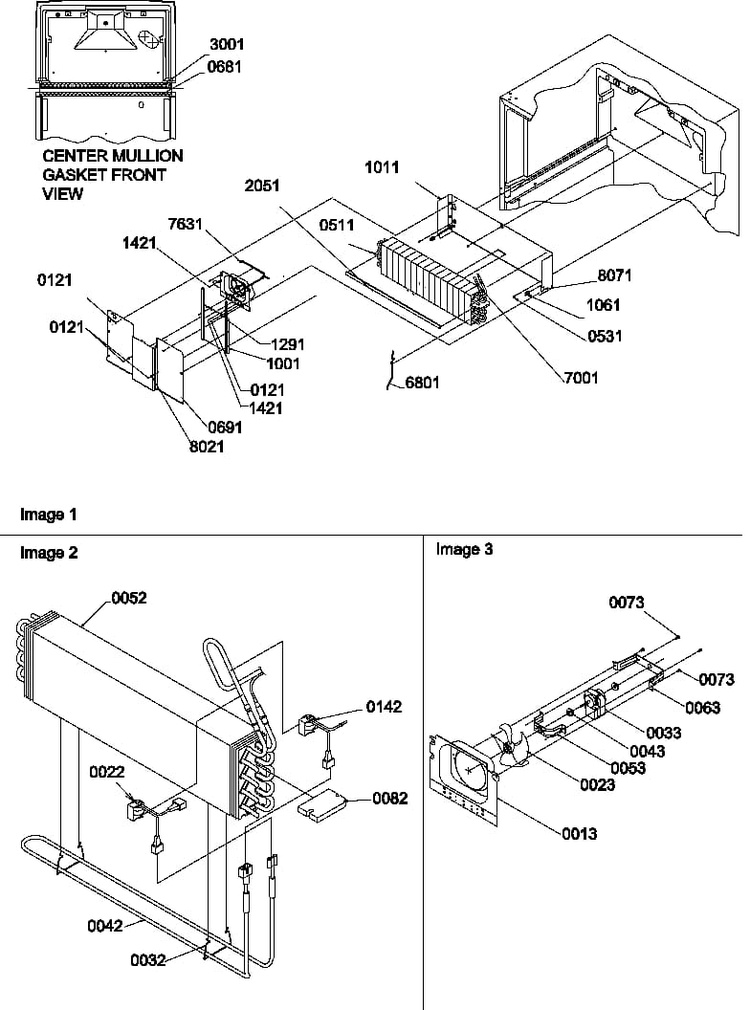 Evaporator And Fan Motor Assemblies Diagram and Parts List for HT600W-P1319401WW  Amana Refrigerator