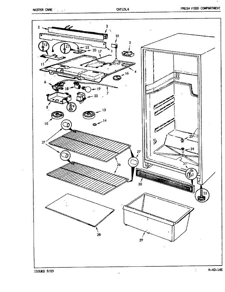 UNIT COMPARTMENT & SYSTEM Diagram and Parts List for CNT15L4 5A48A Crosley Refrigerator