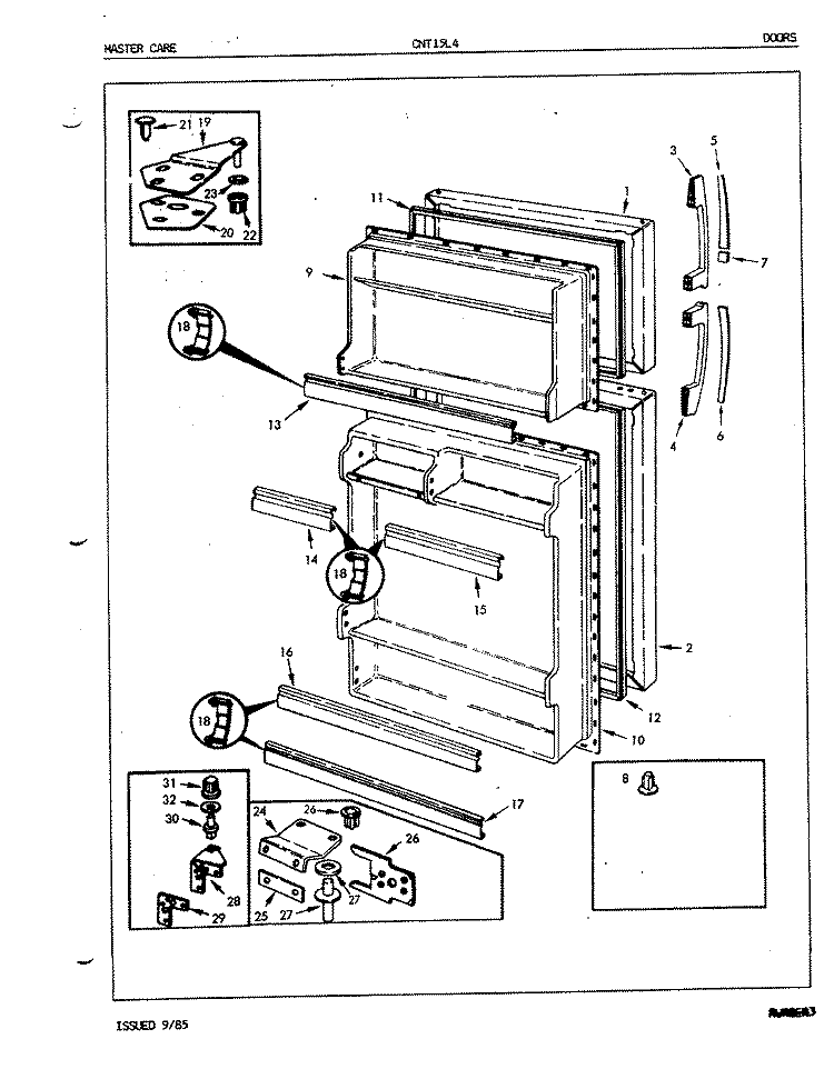 FREEZER COMPARTMENT Diagram and Parts List for CNT15L4 5A48A Crosley Refrigerator