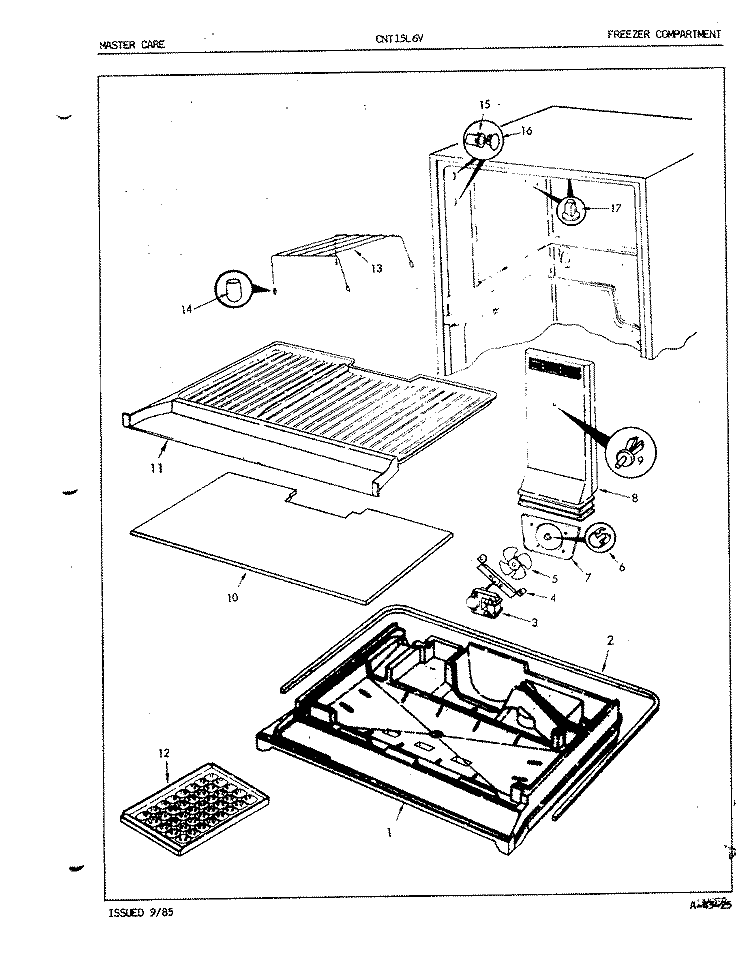 FRESH FOOD COMPARTMENT Diagram and Parts List for CNT15L6A 5A41A Crosley Refrigerator