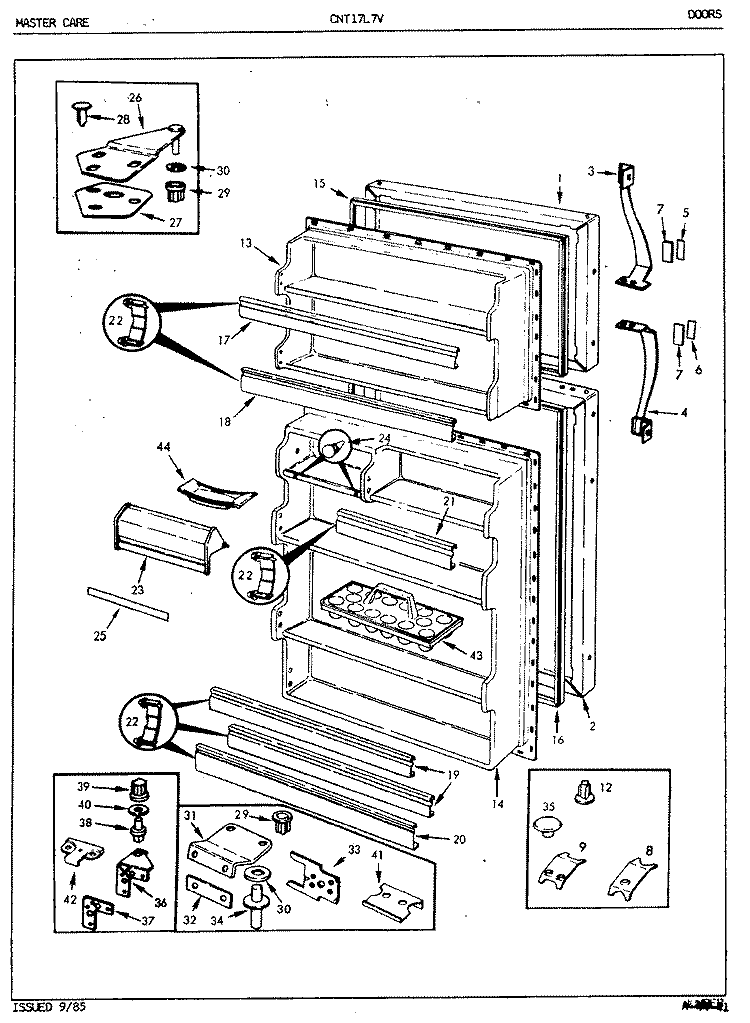 DOORS Diagram and Parts List for CNT17L7A 5A42A Crosley Refrigerator