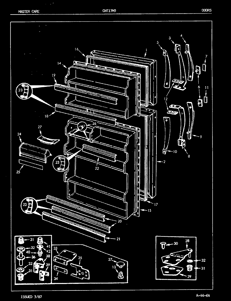 DOORS Diagram and Parts List for CNT17M5A 5D73B Crosley Refrigerator