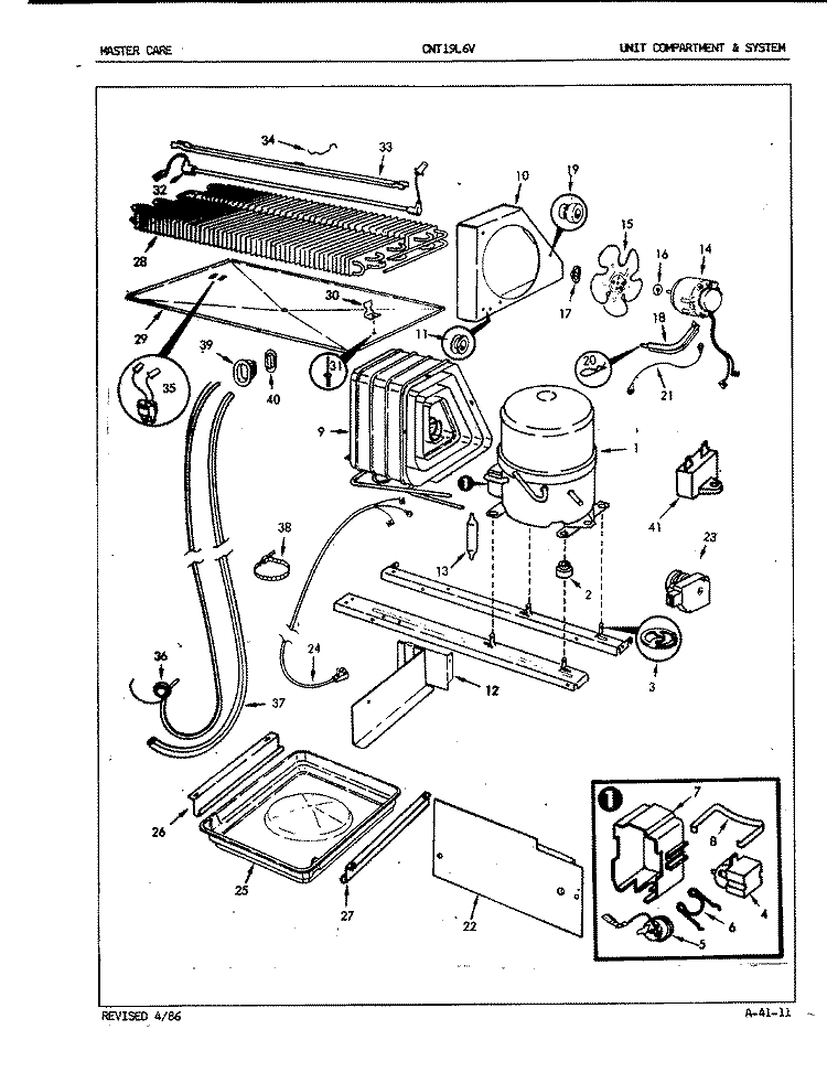 UNIT COMPARTMENT & SYSTEM Diagram and Parts List for CNT19L6V 5A44B Crosley Refrigerator