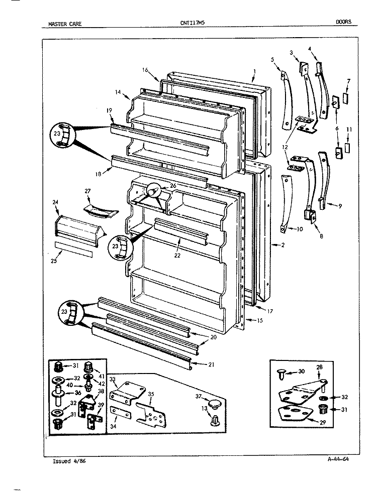 DOORS Diagram and Parts List for CNTI17M5A 5D70A Crosley Refrigerator