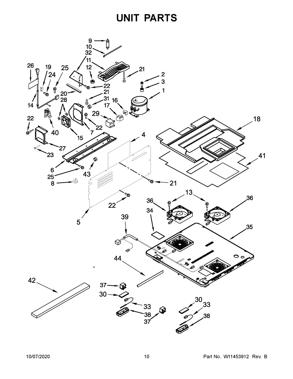 Unit Parts Diagram and Parts List for JUDFP242HM00  Maytag Wine and Beverage Cooler