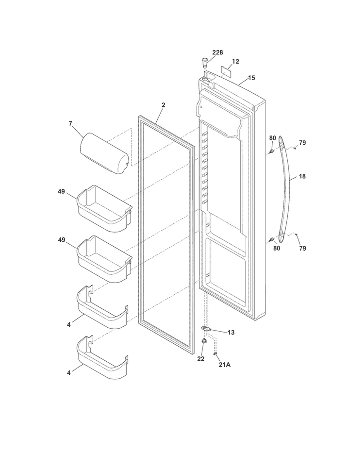 Refrigerator Door Diagram and Parts List for CRSH268MB6  Crosley Refrigerator