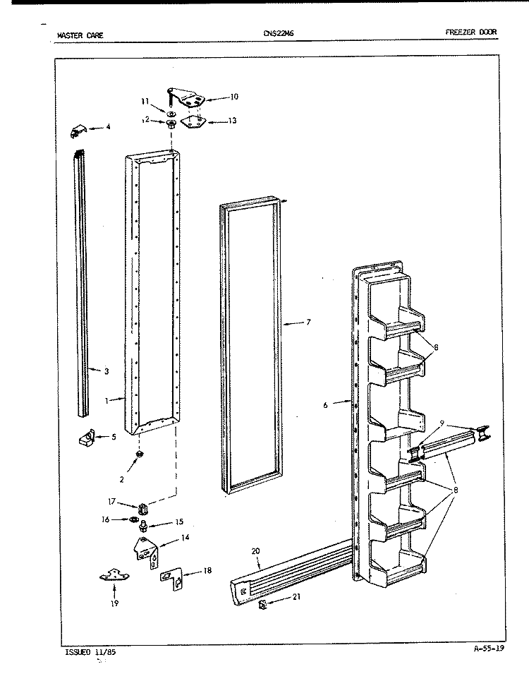 FREEZER DOOR Diagram and Parts List for CNS22M6 5M63B Crosley Refrigerator