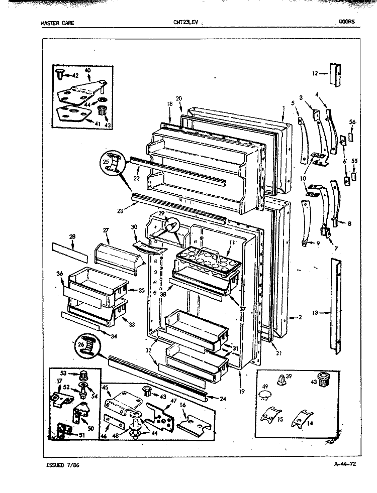 DOORS Diagram and Parts List for CNT23LEVA 5E53A Crosley Refrigerator
