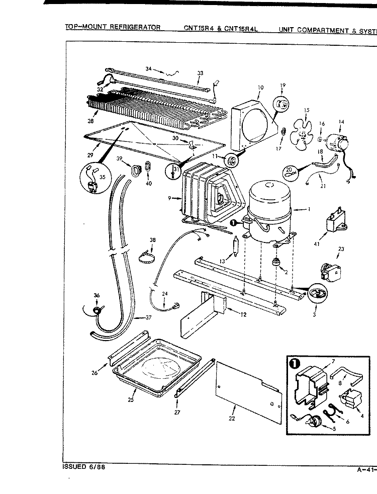 UNIT COMPARTMENT & SYSTEM Diagram and Parts List for CNT15R4H 8A01A Crosley Refrigerator