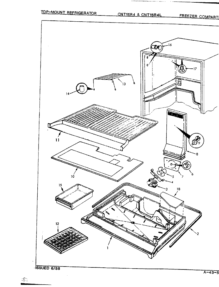 FREEZER COMPARTMENT Diagram and Parts List for CNT15R4H 8A01A Crosley Refrigerator