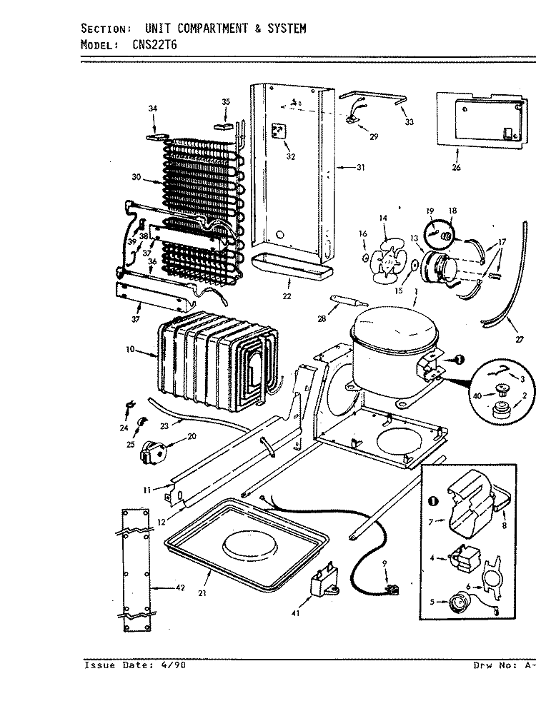 UNIT COMPARTMENT & SYSTEM Diagram and Parts List for CNS22T6A 8L06A Amana Refrigerator