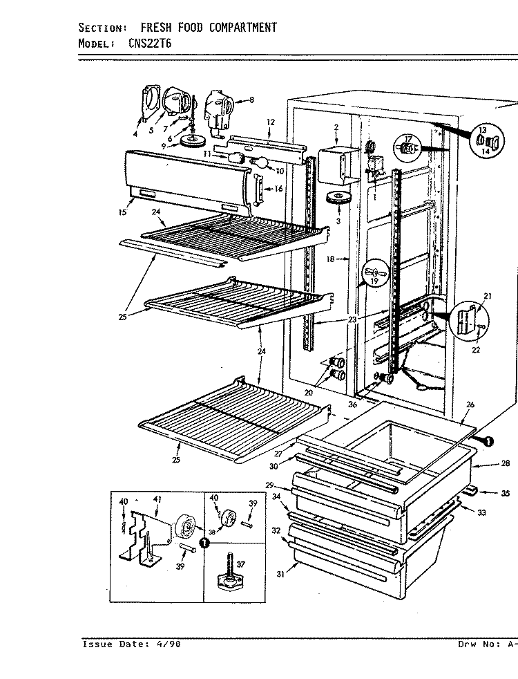 FRESH FOOD COMPARTMENT Diagram and Parts List for CNS22T6A 8L06A Amana Refrigerator