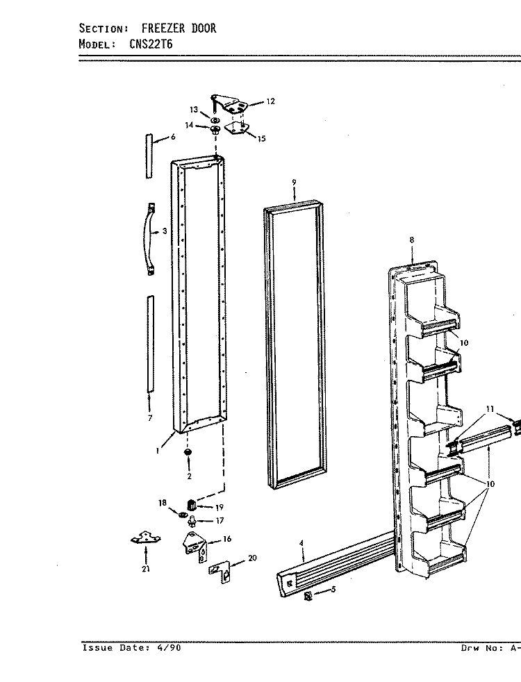 FREEZER DOOR Diagram and Parts List for CNS22T6A 8L06A Amana Refrigerator