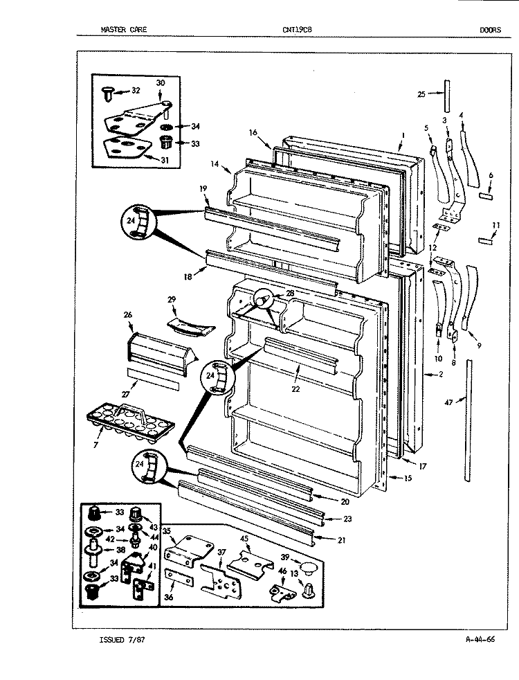 DOORS Diagram and Parts List for CNT19C8A 7A77A Crosley Refrigerator