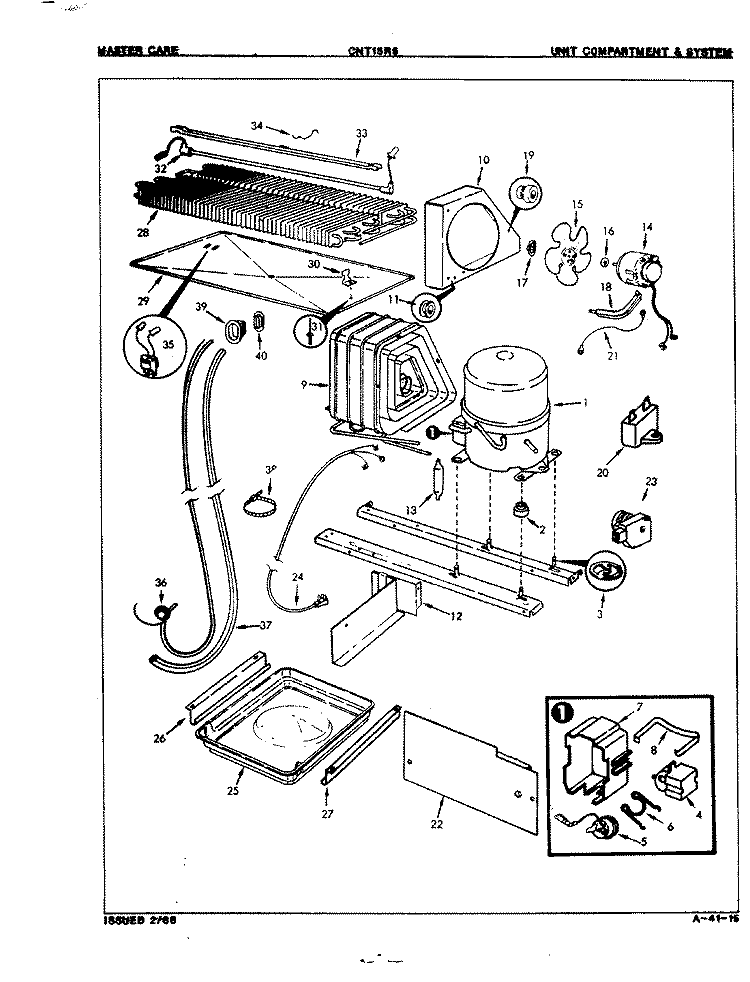 UNIT COMPARTMENT & SYSTEM Diagram and Parts List for CNT15R5H 7A73B Crosley Refrigerator