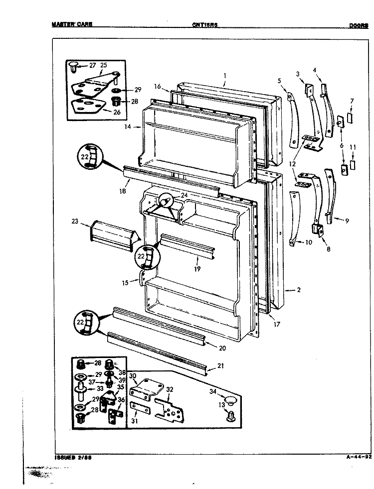 DOORS Diagram and Parts List for CNT15R5A 7A73A Crosley Refrigerator