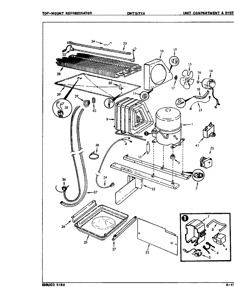 UNIT COMPARTMENT & SYSTEM Diagram and Parts List for CNT15TX6H 8D12A Crosley Refrigerator