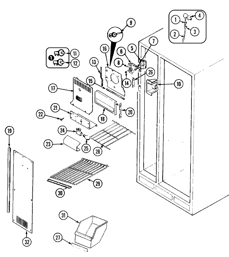 FREEZER COMPARTMENT Diagram and Parts List for GS20A7D3V  Maytag Refrigerator
