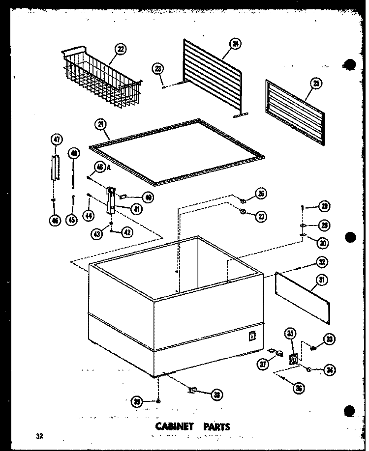 CABINET PARTS Diagram and Parts List for EC15F P6024009W Amana Freezer
