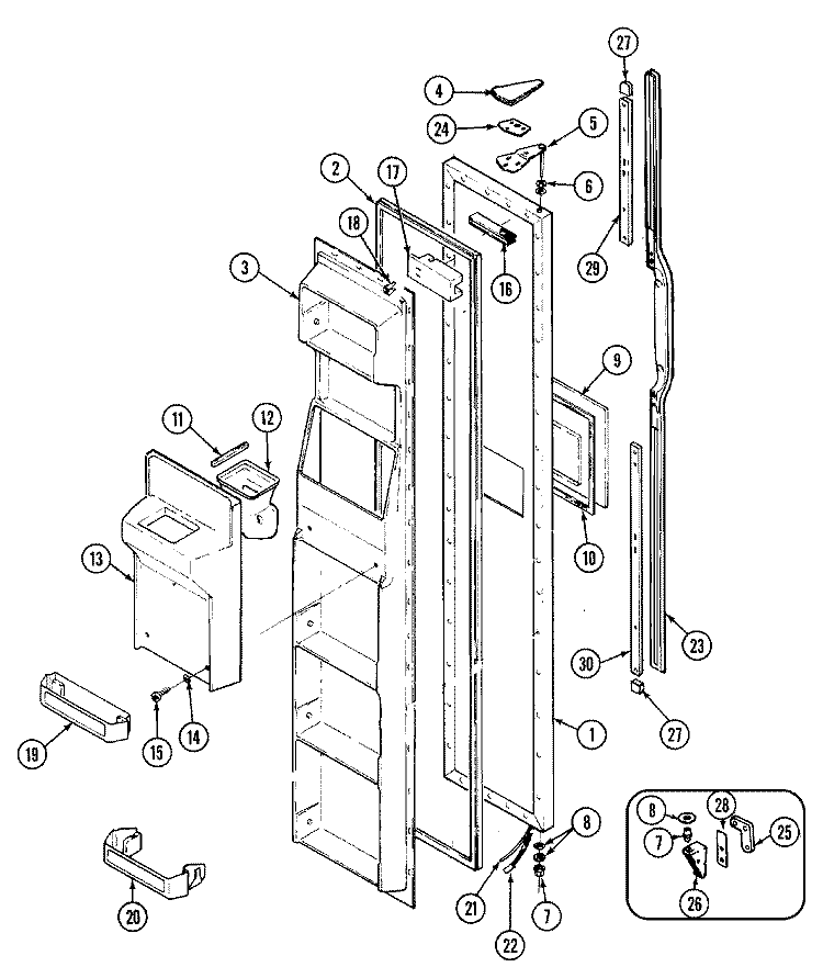 FREEZER DOOR Diagram and Parts List for GS20A7D3V  Maytag Refrigerator
