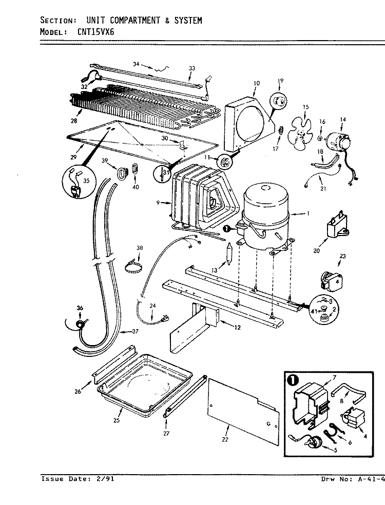 UNIT COMPARTMENT & SYSTEM Diagram and Parts List for CNT15VX6H AF01B Crosley Refrigerator
