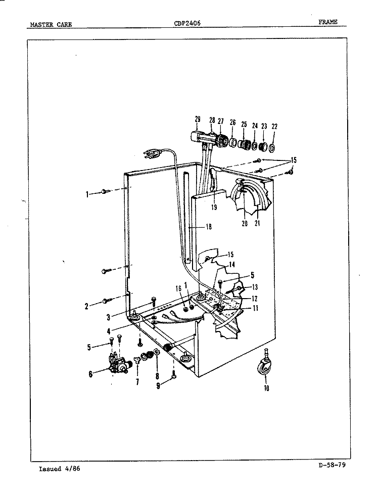 FRAME Diagram and Parts List for CDP2406  Crosley Dishwasher