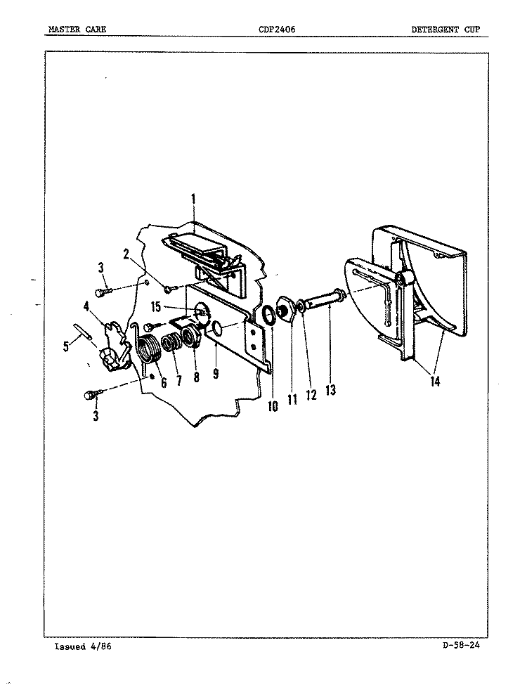 DETERGENT CUP Diagram and Parts List for CDP2406  Crosley Dishwasher