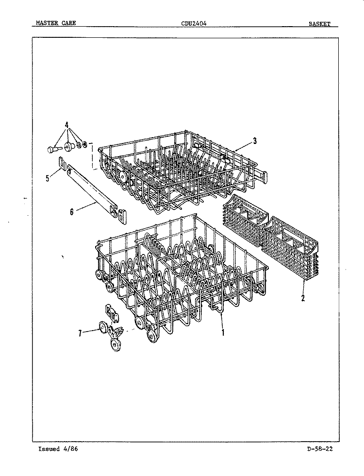 RACKS Diagram and Parts List for CDU2404  Crosley Dishwasher