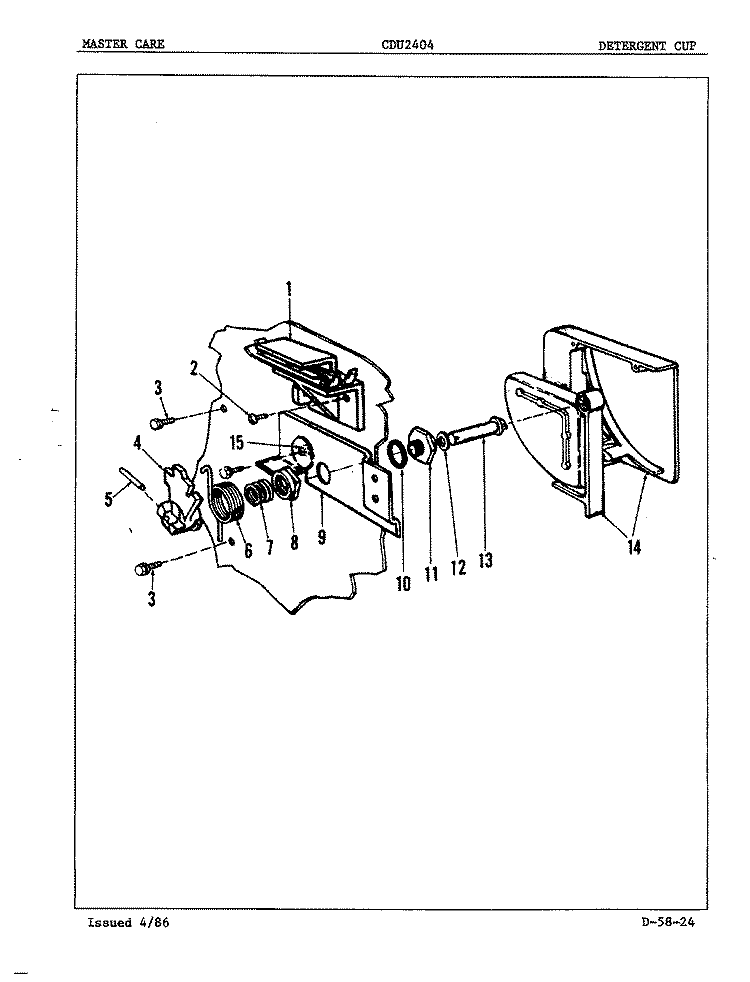 DETERGENT CUP Diagram and Parts List for CDU2404  Crosley Dishwasher