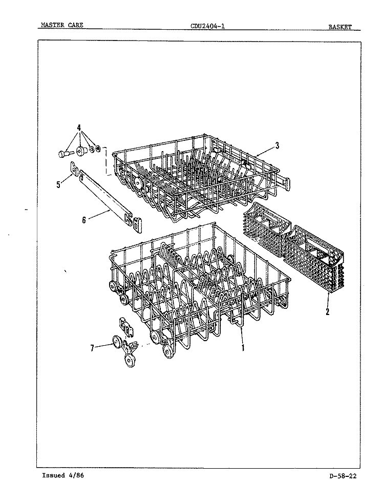 RACKS Diagram and Parts List for CDU2404-1  Crosley Dishwasher
