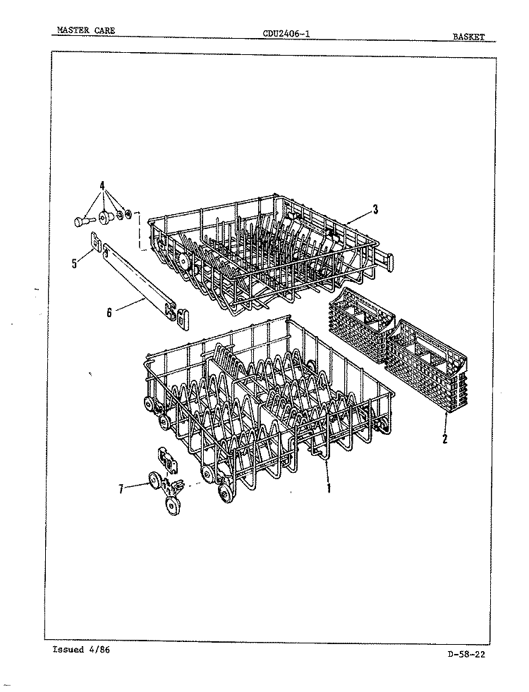 RACKS Diagram and Parts List for CDU2406-1  Crosley Dishwasher