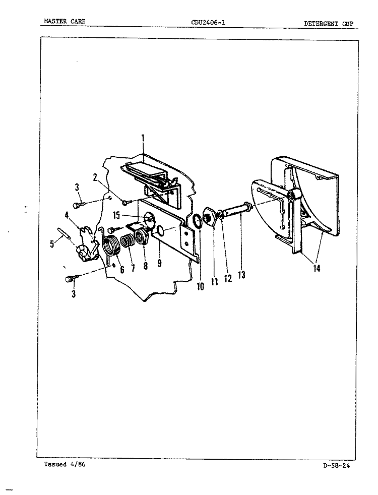 DETERGENT CUP Diagram and Parts List for CDU2406-1  Crosley Dishwasher