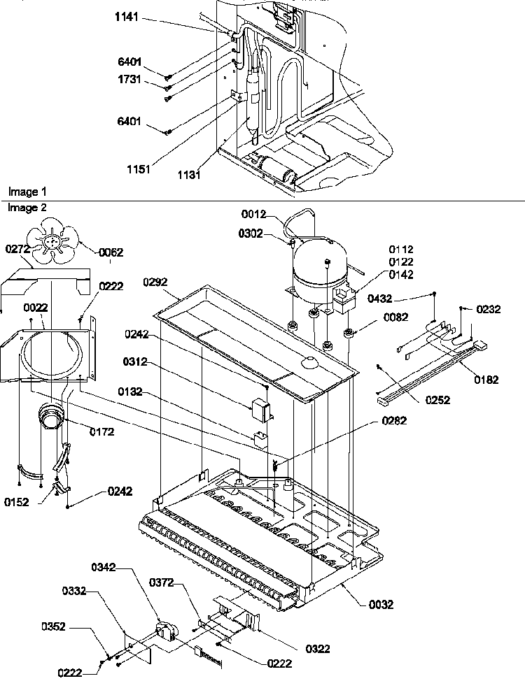 Machine Compartment Assembly Diagram and Parts List for BR22TE-P1196709WE  Amana Refrigerator